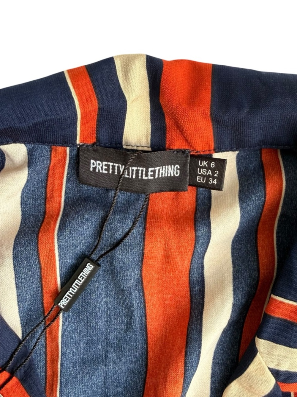 NWT PrettyLittleThing Striped Tie Front Jumpsuit US 2 - Picture 7 of 7